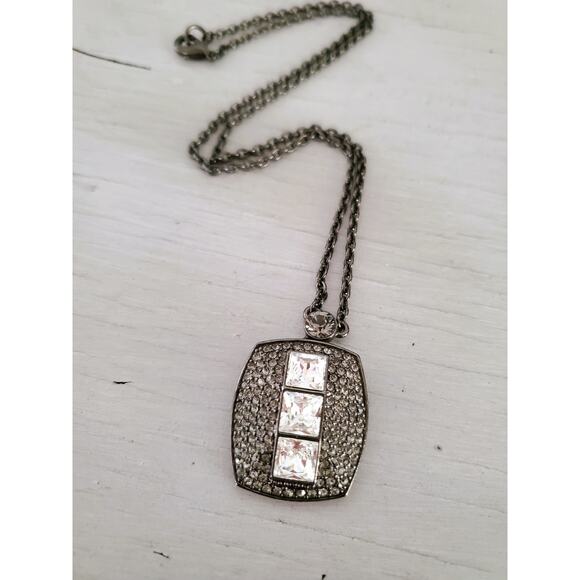 Givenchy Gunmetal Pave Crystal Necklace - Picture 1 of 9